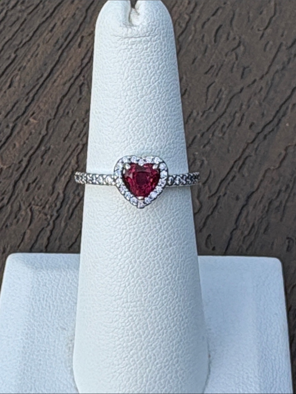 PANDORA Elevated Red Heart Ruby Ring in Sterling Silver